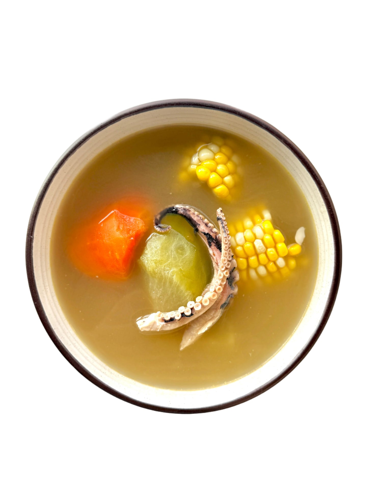 Green Radish, Carrot Corn,Octopus & Berkshire Pork Bone Soup 章魚青紅蘿蔔粟米黑毛豬豬骨湯