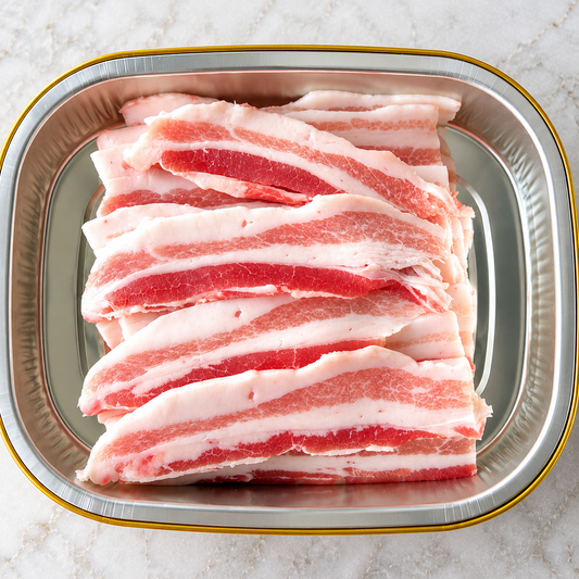Thin-cut Berkshire pork belly slices for hot pot from FAV Craft Kitchen