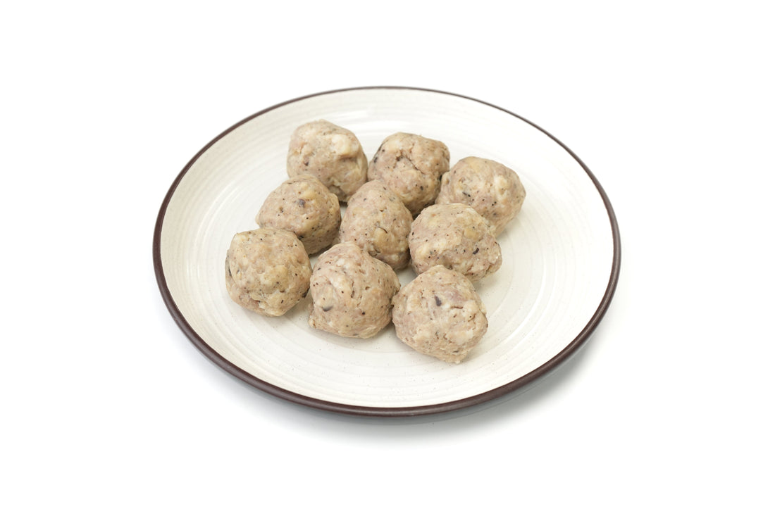 Hot pot ingredients in Toronto featuring shiitake Berkshire pork meatballs
