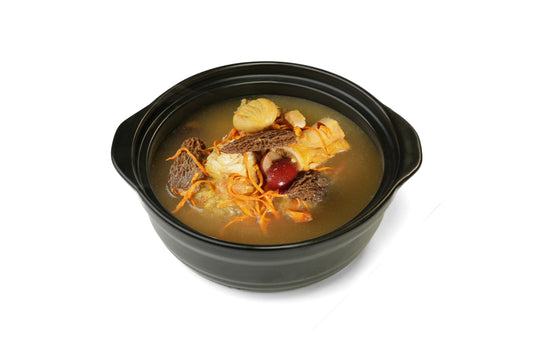 Chestnut and Morel Soup with Berkshire Pork Bone 羊肚菌板栗海底椰黑毛豬豬骨湯